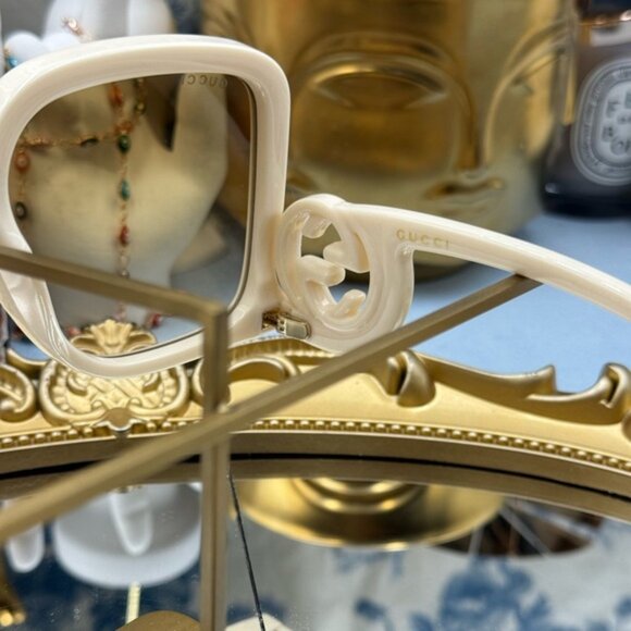 🆕 GUCCI 🧿 NWOT GG1326S 002 Ivory Oversized Square Sunglass, Brown Gradient - Picture 13 of 16